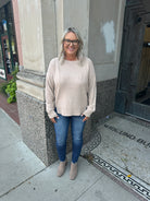 Wide Edge Seam Sweater-Oatmeal-Sweaters-stacatto-The Silo Boutique, Women's Fashion Boutique Located in Warren and Grand Forks North Dakota