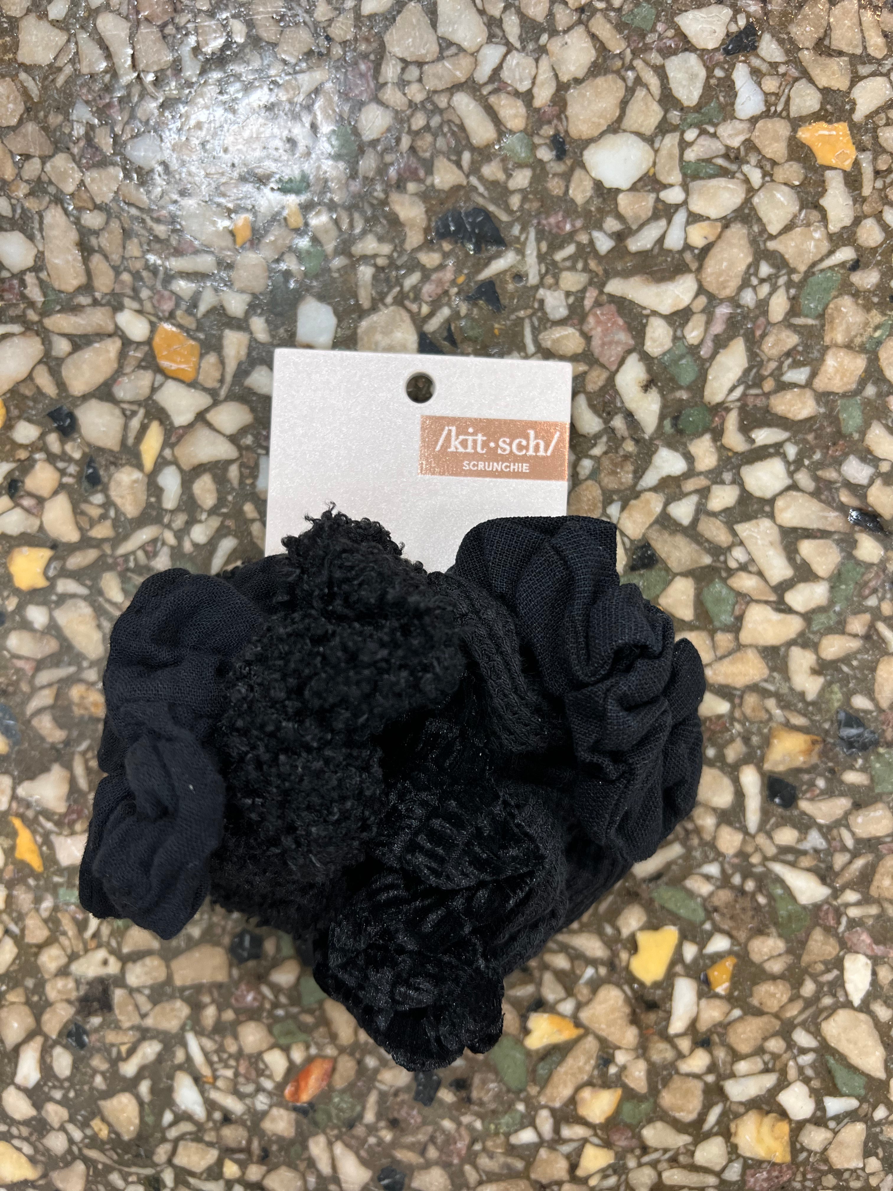 Kitsch Assorted Textured Scrunchies 5pc-Hair Accessories-kitsch-The Silo Boutique, Women's Fashion Boutique Located in Warren and Grand Forks North Dakota