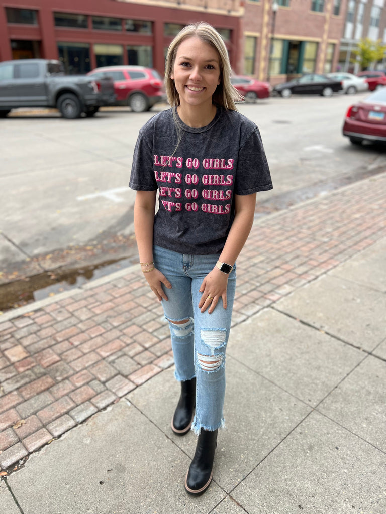 Pinky Let's Go Girls Tee-Graphic Tees-lotus-The Silo Boutique, Women's Fashion Boutique Located in Warren and Grand Forks North Dakota