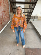 Toffee Paisley Long Sleeve Top-Long Sleeve Tops-oddi-The Silo Boutique, Women's Fashion Boutique Located in Warren and Grand Forks North Dakota