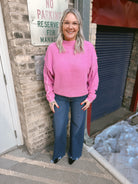 Chenille Seam Sweater Top-Candy Pink-Sweaters-Zenana-The Silo Boutique, Women's Fashion Boutique Located in Warren and Grand Forks North Dakota