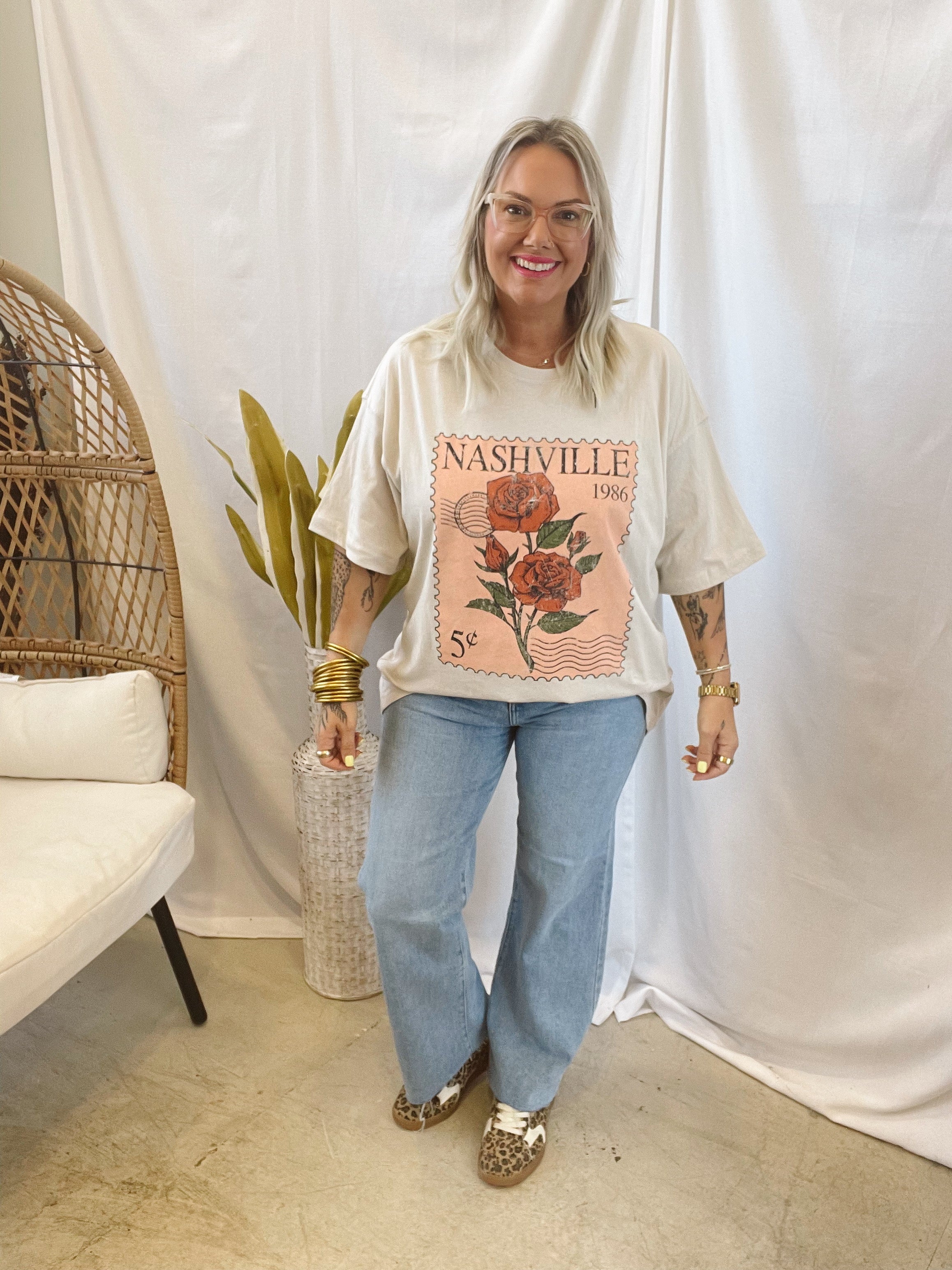 Nashville Postage Stamp Graphic Tee-Graphic Tees-zutter-The Silo Boutique, Women's Fashion Boutique Located in Warren and Grand Forks North Dakota