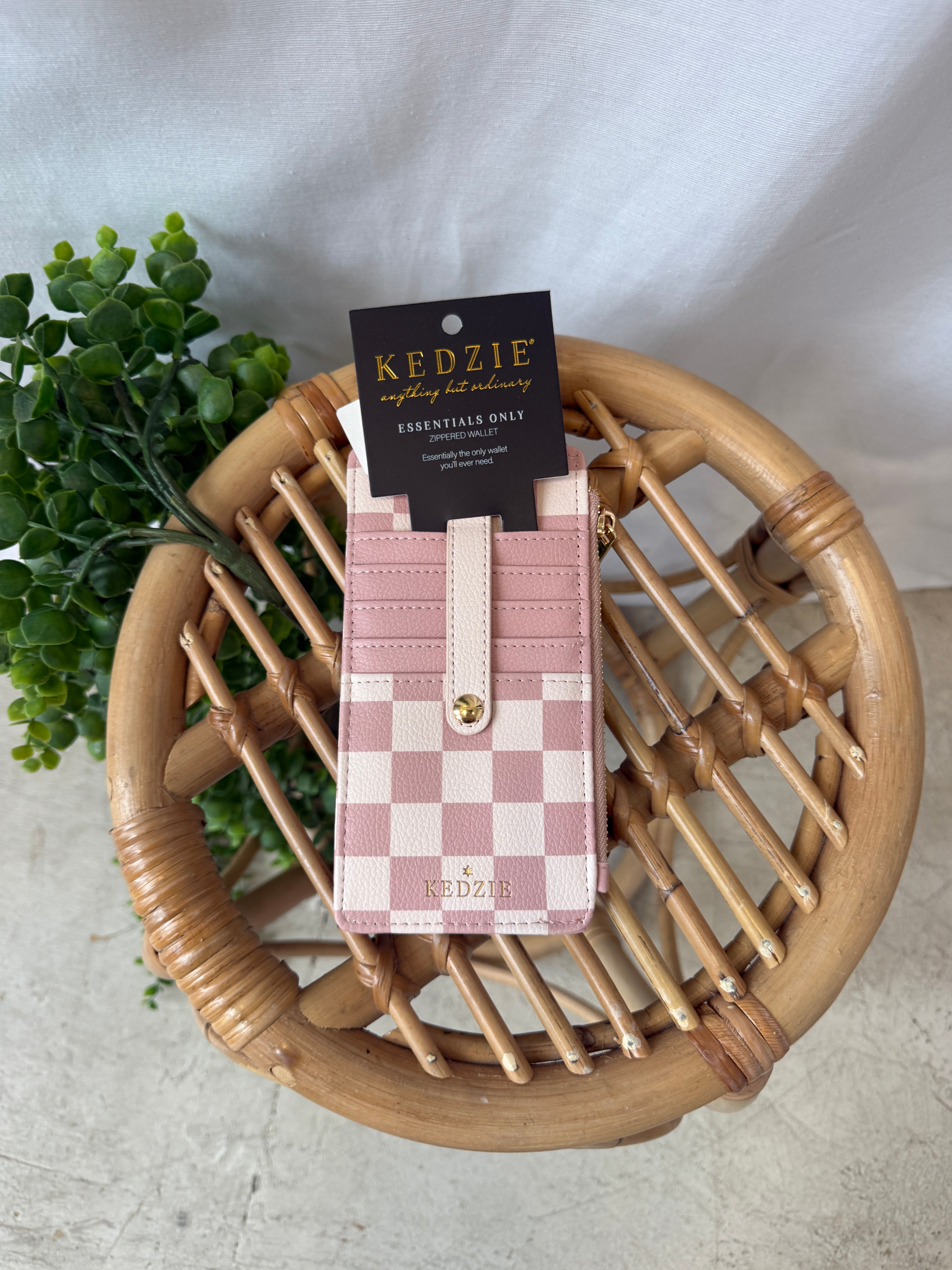 Kedzie Essentials Wallet-Pink Check-Wallets-dm-The Silo Boutique, Women's Fashion Boutique Located in Warren and Grand Forks North Dakota