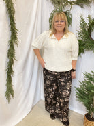 Everly Black Floral Pants-Pants-ENTRO-The Silo Boutique, Women's Fashion Boutique Located in Warren and Grand Forks North Dakota
