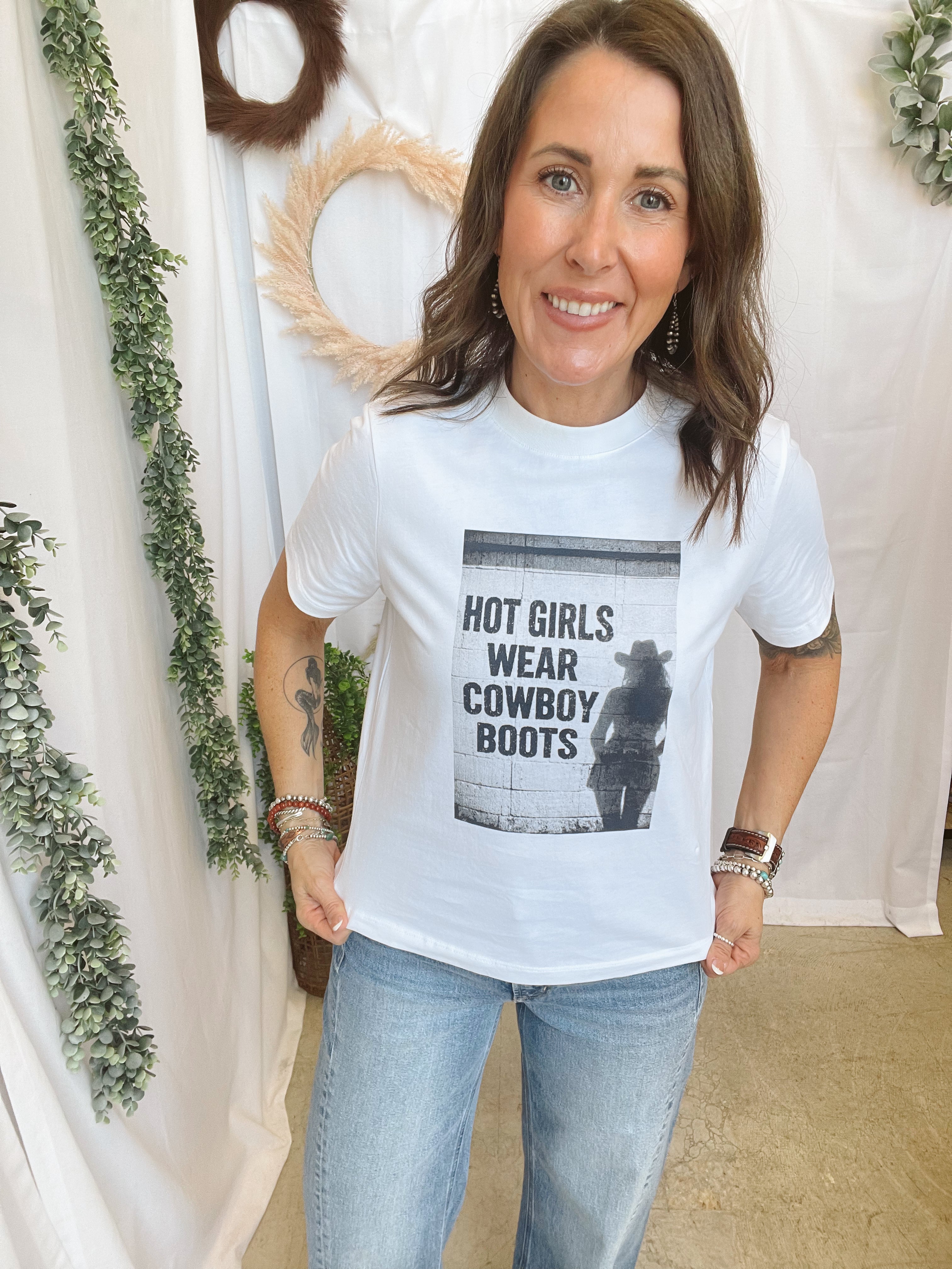 Hot Girls Wear Cowboy Boots Tee-Graphic Tees-panache-The Silo Boutique, Women's Fashion Boutique Located in Warren and Grand Forks North Dakota