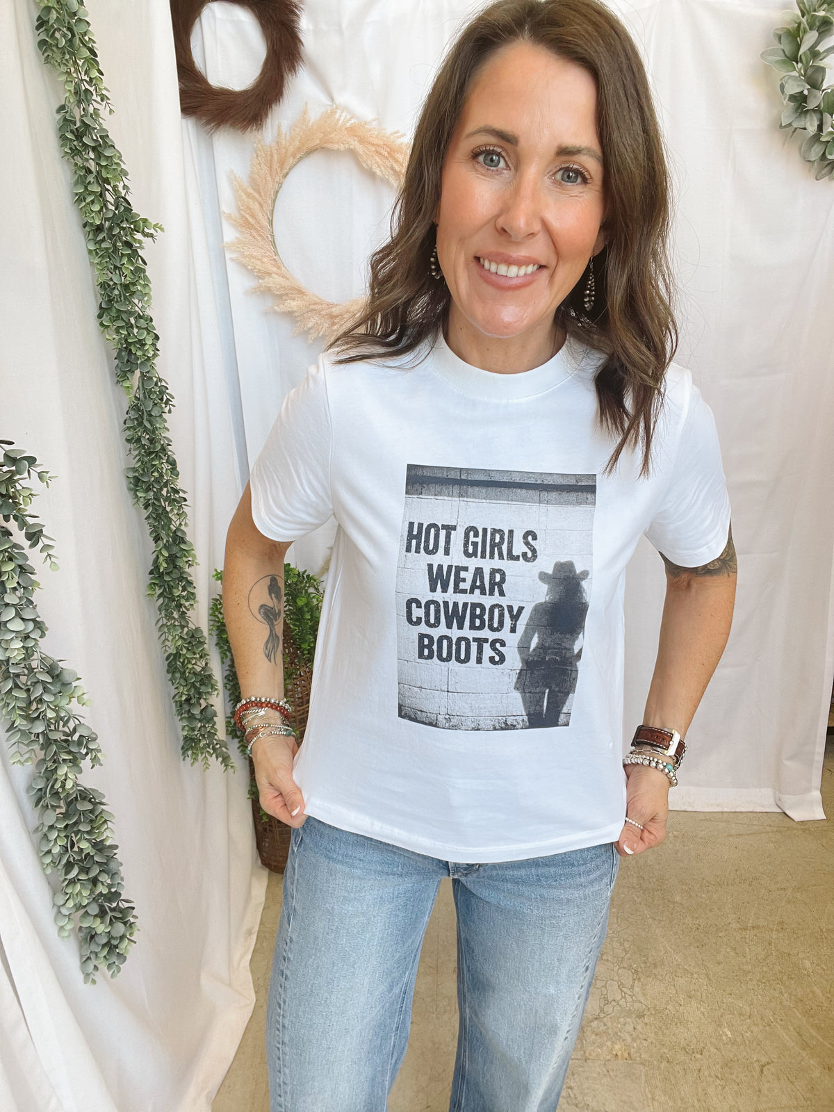 Hot Girls Wear Cowboy Boots Tee-Graphic Tees-panache-The Silo Boutique, Women's Fashion Boutique Located in Warren and Grand Forks North Dakota