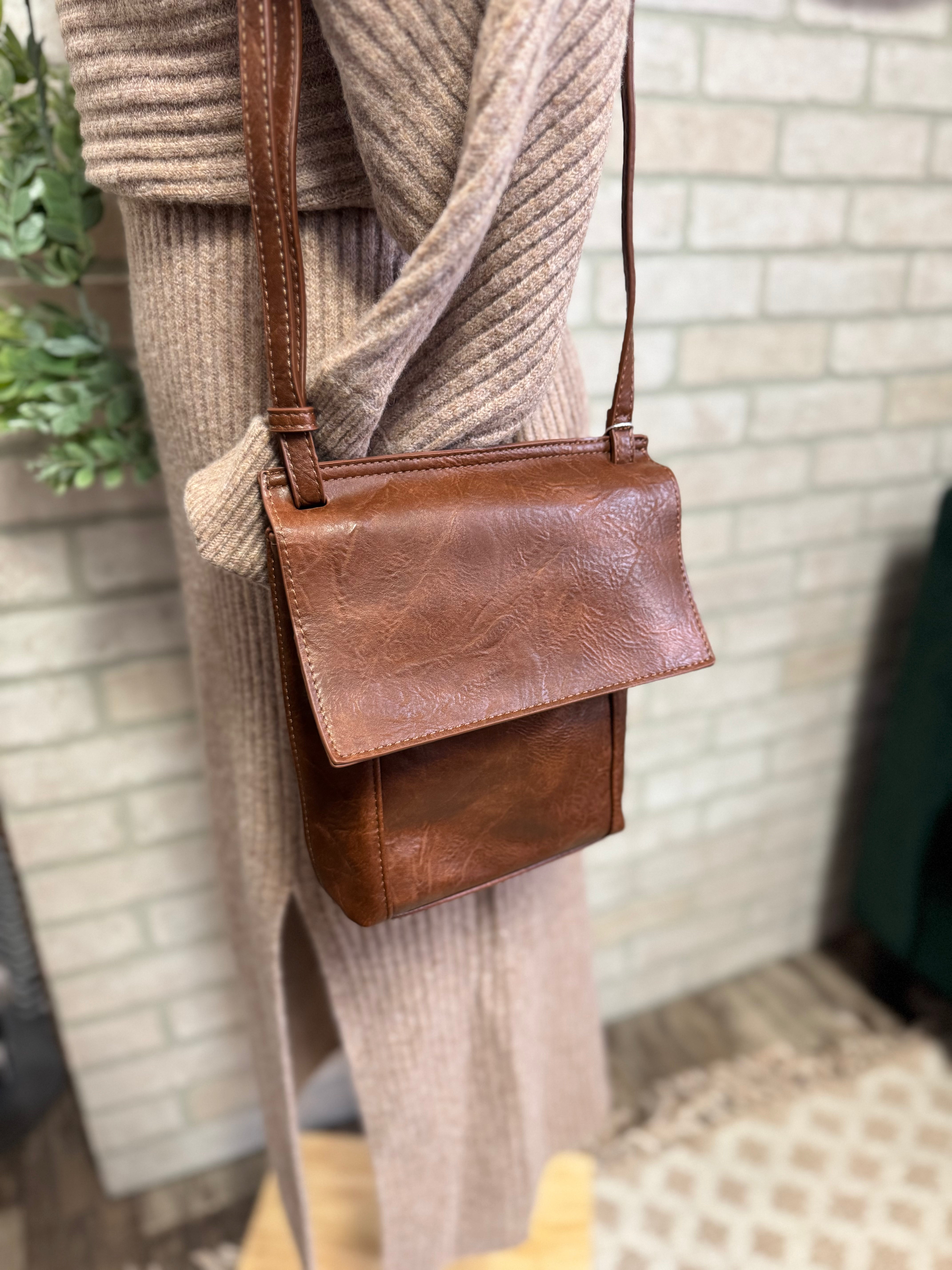 Joy Susan Jensy Front Flap Crossbody-Pecan-Purses-joy susan-The Silo Boutique, Women's Fashion Boutique Located in Warren and Grand Forks North Dakota