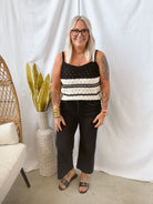 Black and Cream Knit Tank Top-Final Sale-Tank Tops-gilli-The Silo Boutique, Women's Fashion Boutique Located in Warren and Grand Forks North Dakota