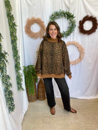Cheetah Patterned Mock Sweatshirt-sweashirts-bucketlist-The Silo Boutique, Women's Fashion Boutique Located in Warren and Grand Forks North Dakota