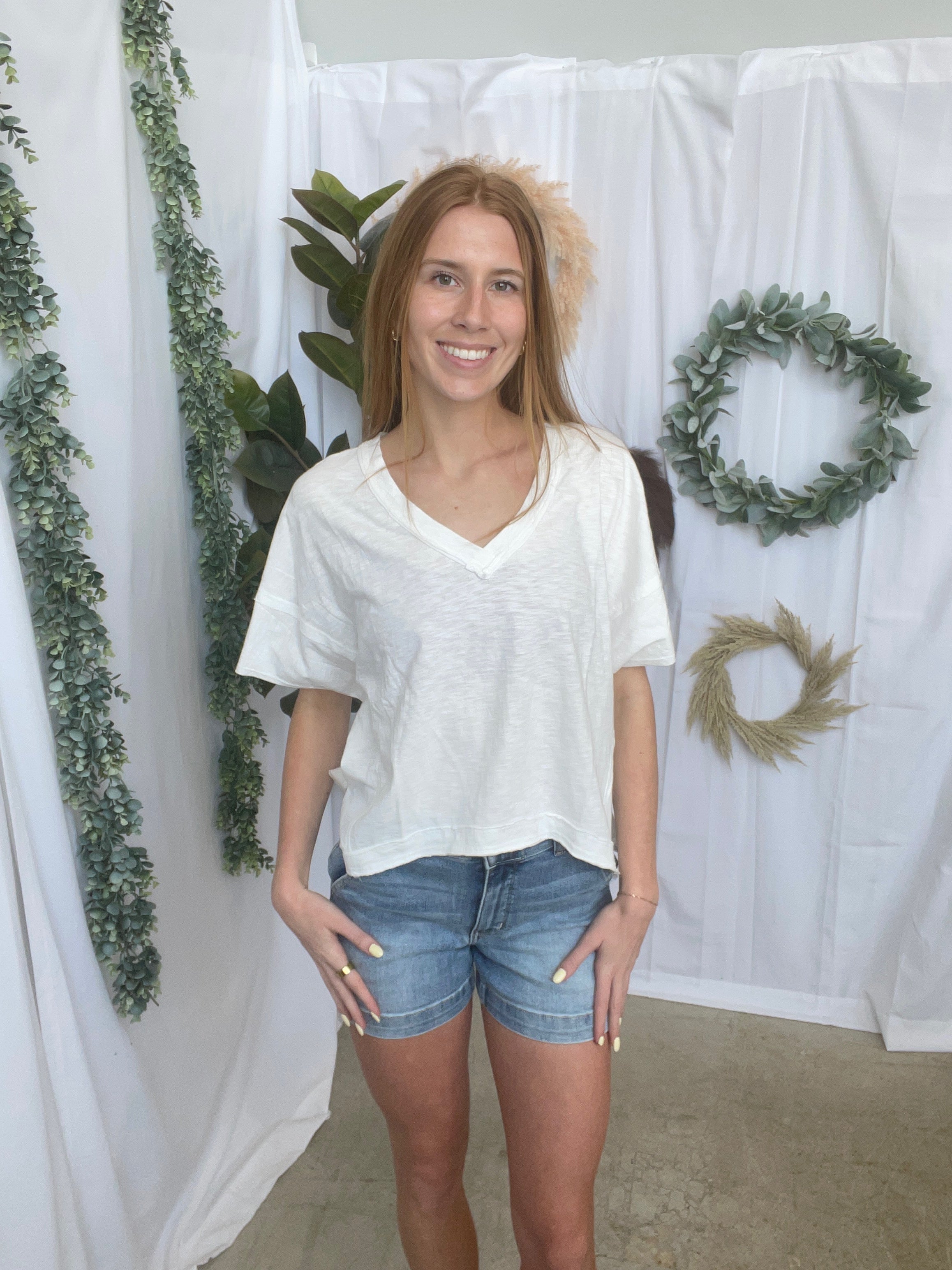 Take Five V Neck Tee-White-Final Sale-hyfve-The Silo Boutique, Women's Fashion Boutique Located in Warren and Grand Forks North Dakota