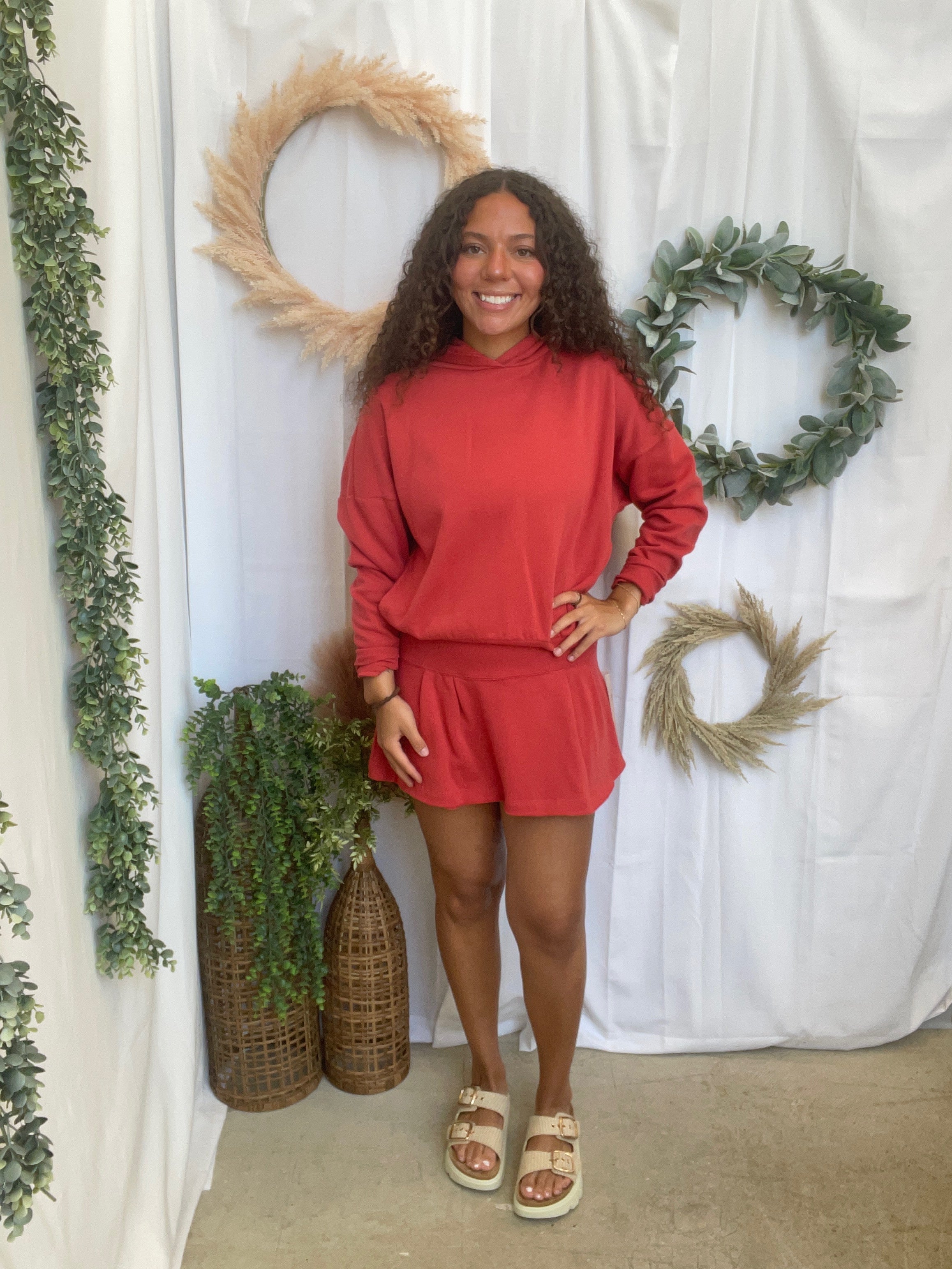 Mono B Icon Hoodie Set-Red-Outfit Sets-mono b-The Silo Boutique, Women's Fashion Boutique Located in Warren and Grand Forks North Dakota