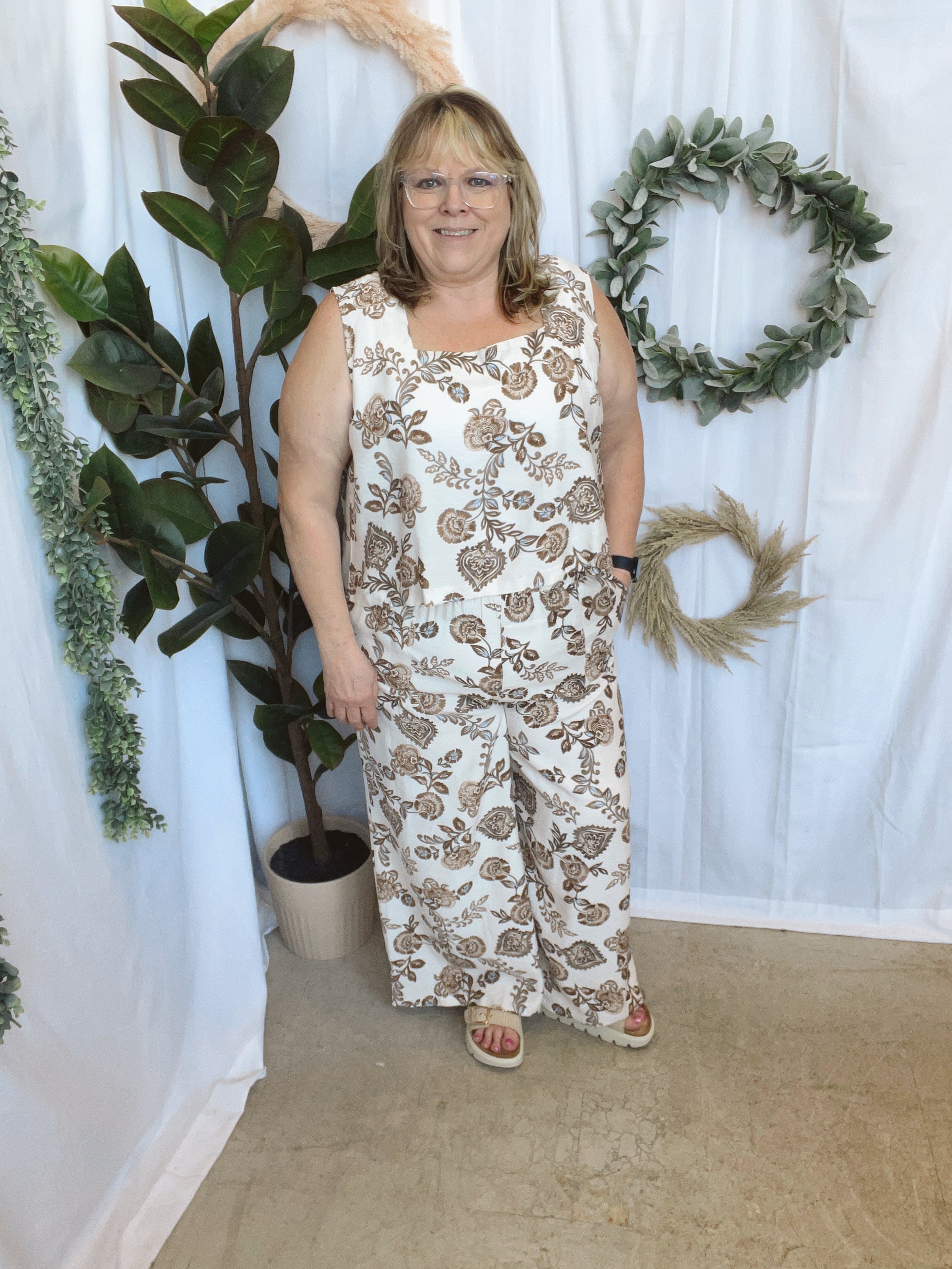 Paisley Square Neck Sleeveless Top-Tank Tops-cozy co-The Silo Boutique, Women's Fashion Boutique Located in Warren and Grand Forks North Dakota