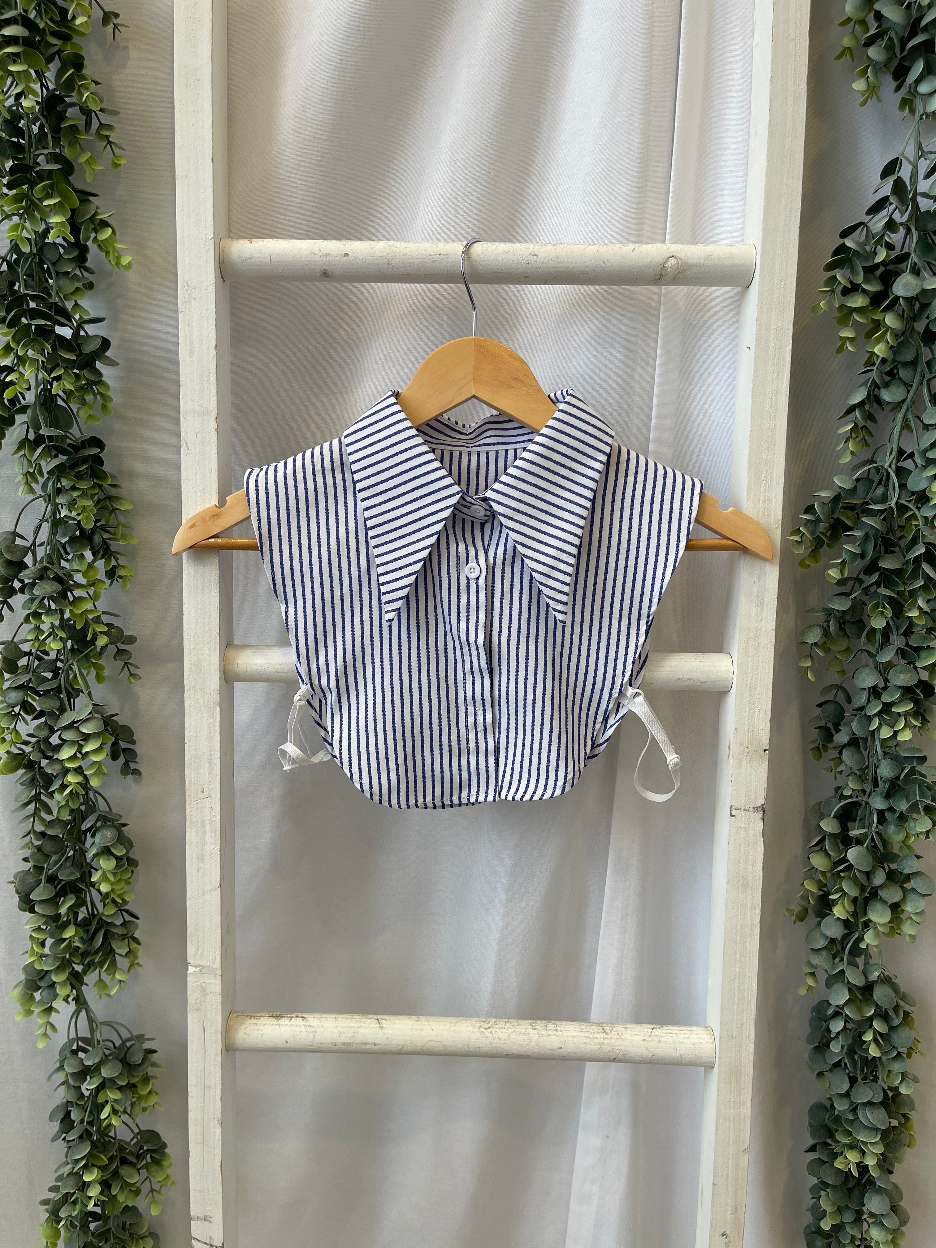 Corporate Collar-Blue Stripe-Short Sleeve Tops-Summer Tees-The Silo Boutique, Women's Fashion Boutique Located in Warren and Grand Forks North Dakota