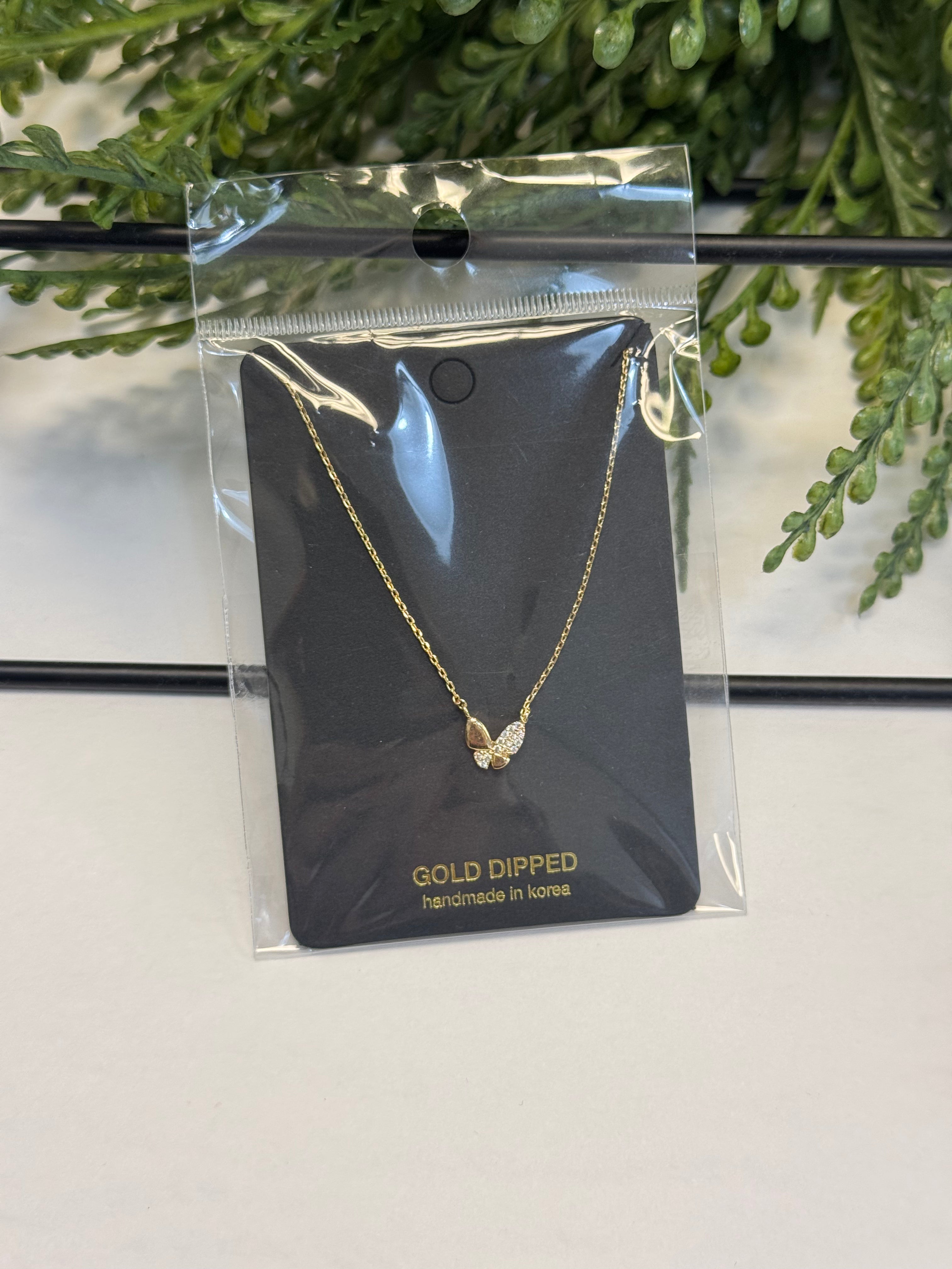 Pave Butterfly Necklace-Gold-Necklaces-Fame-The Silo Boutique, Women's Fashion Boutique Located in Warren and Grand Forks North Dakota
