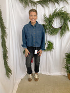 No Blues Collared Crop Jacket-Coats & Jackets-blu pepper-The Silo Boutique, Women's Fashion Boutique Located in Warren and Grand Forks North Dakota