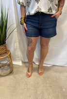 Judy Blue Double Button Dark Shorts-Shorts-judy blue-The Silo Boutique, Women's Fashion Boutique Located in Warren and Grand Forks North Dakota