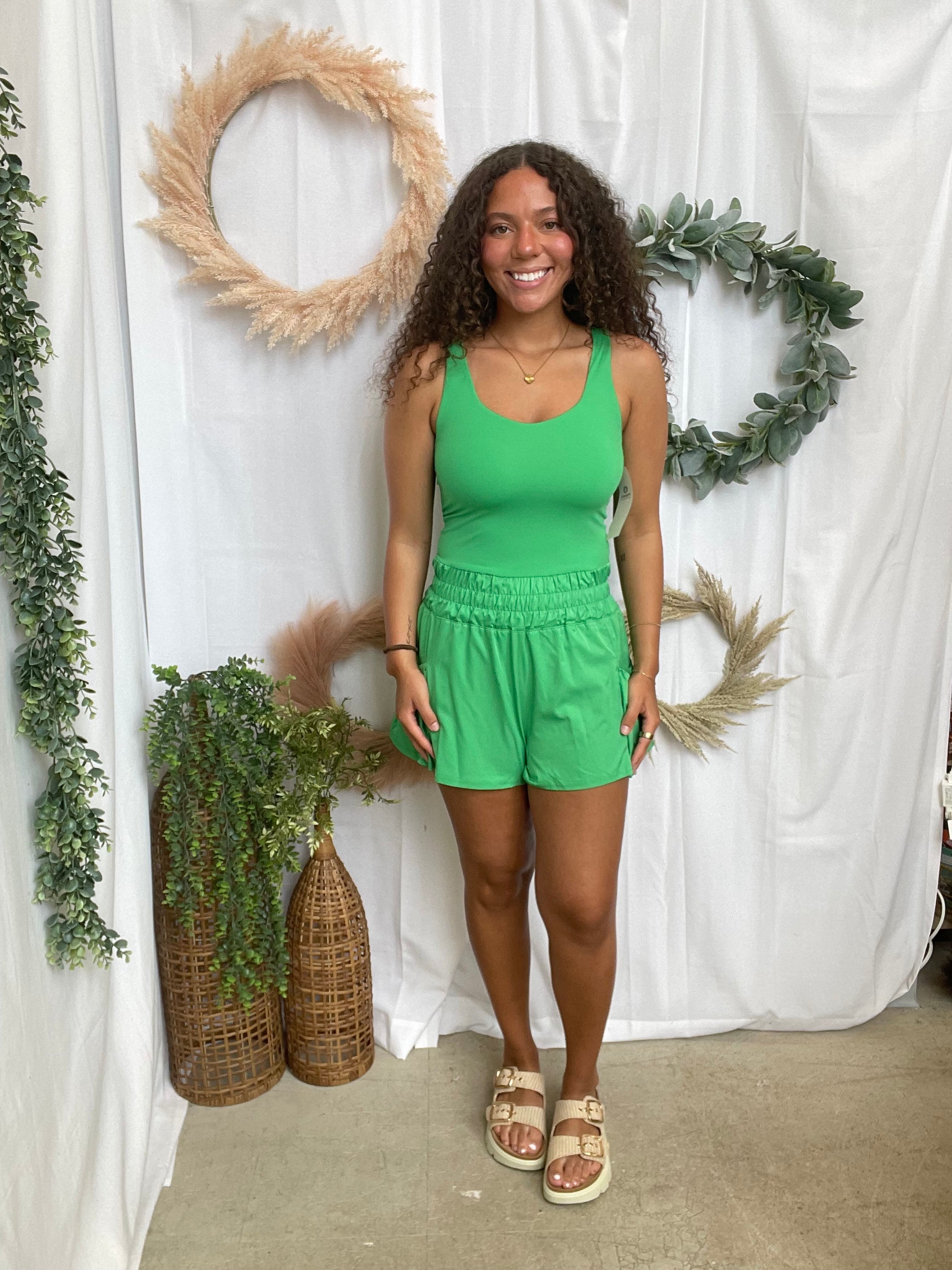 Flounce and Flow Romper-Green-Jumpsuits & Rompers-mono b-The Silo Boutique, Women's Fashion Boutique Located in Warren and Grand Forks North Dakota