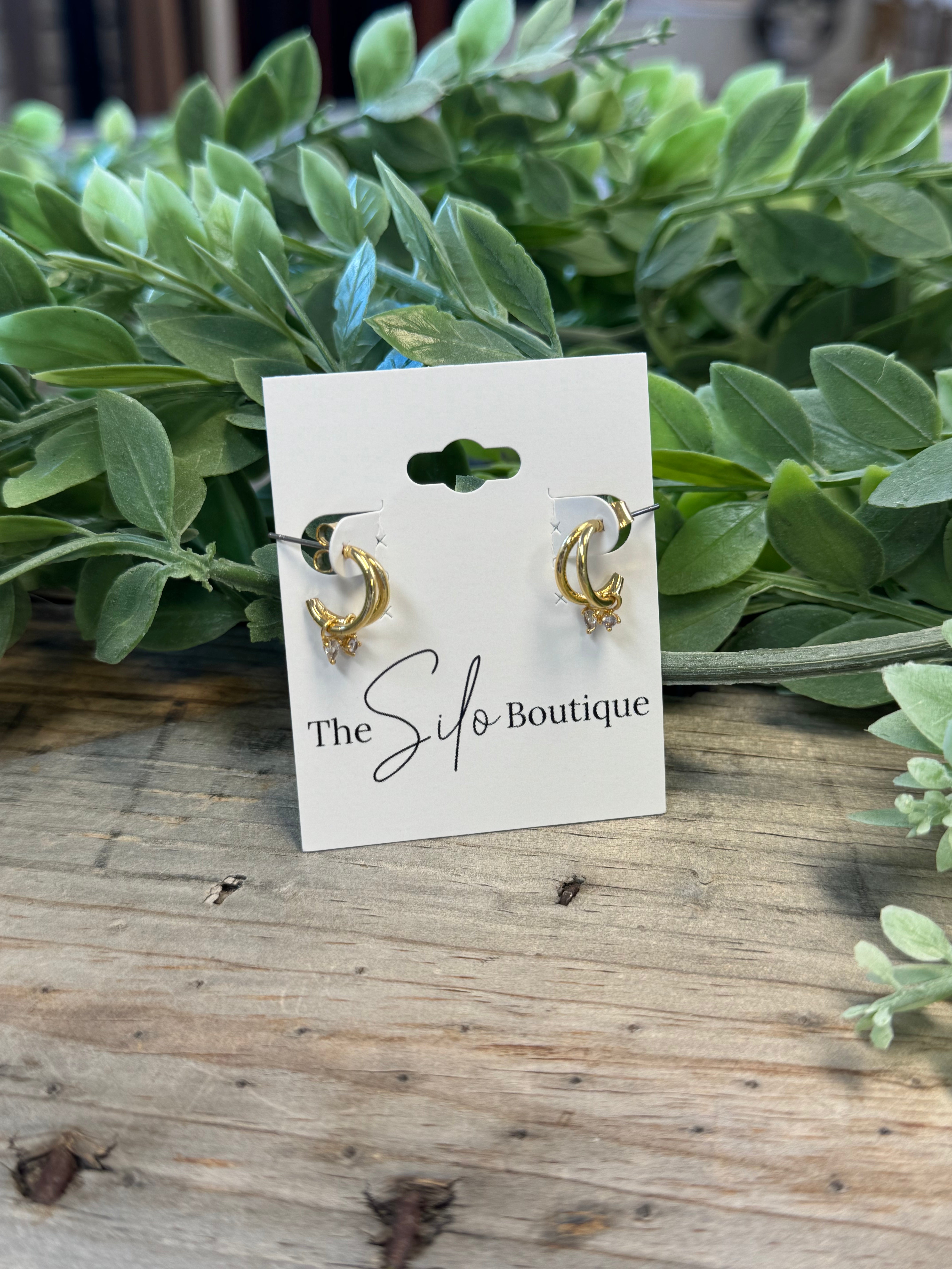 Mini Hoop with Tear Drop Earrings-Final Sale-Earrings-kenze-The Silo Boutique, Women's Fashion Boutique Located in Warren and Grand Forks North Dakota