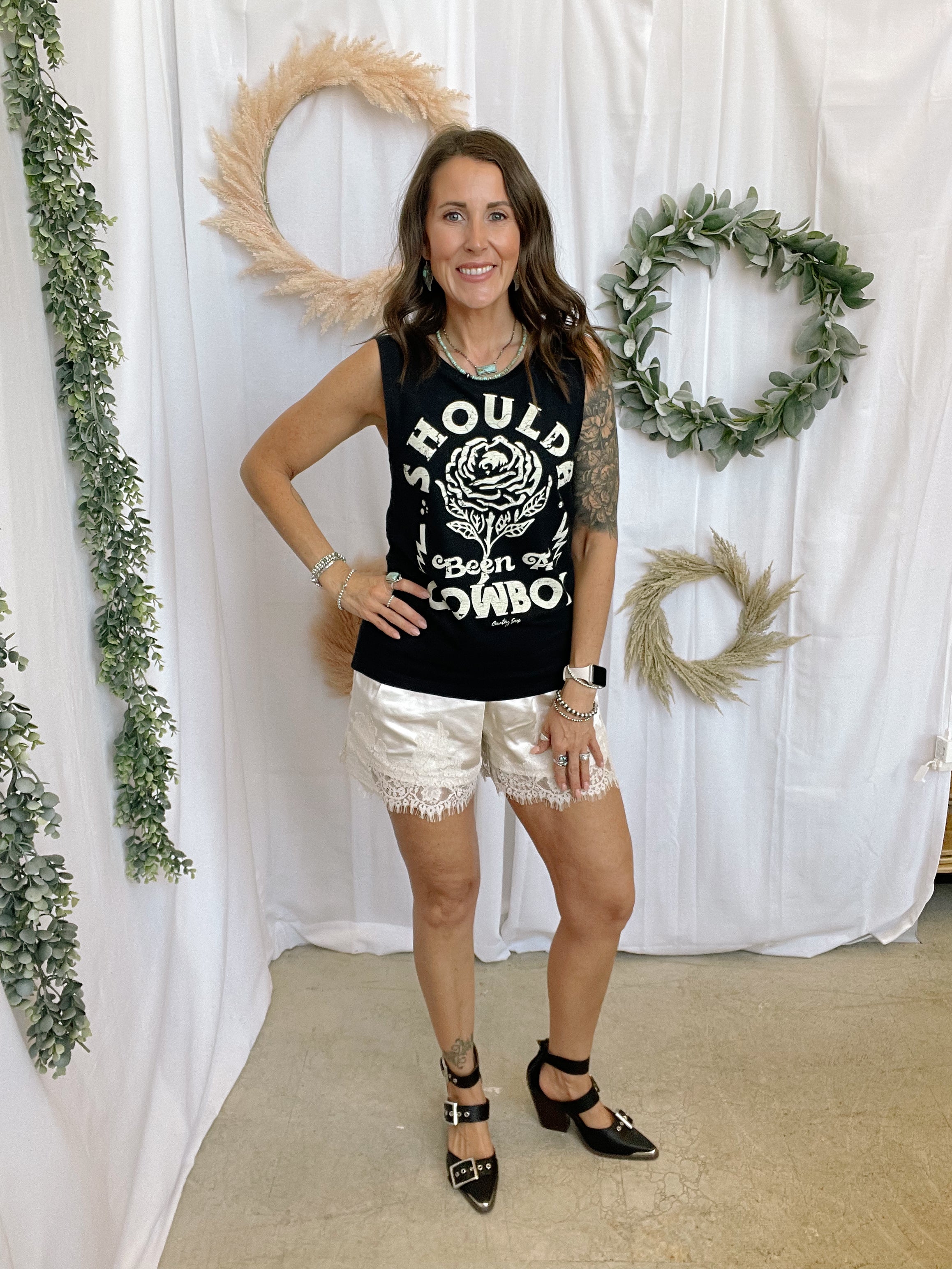Macey Lace Shorts-Pearl-Shorts-by together-The Silo Boutique, Women's Fashion Boutique Located in Warren and Grand Forks North Dakota
