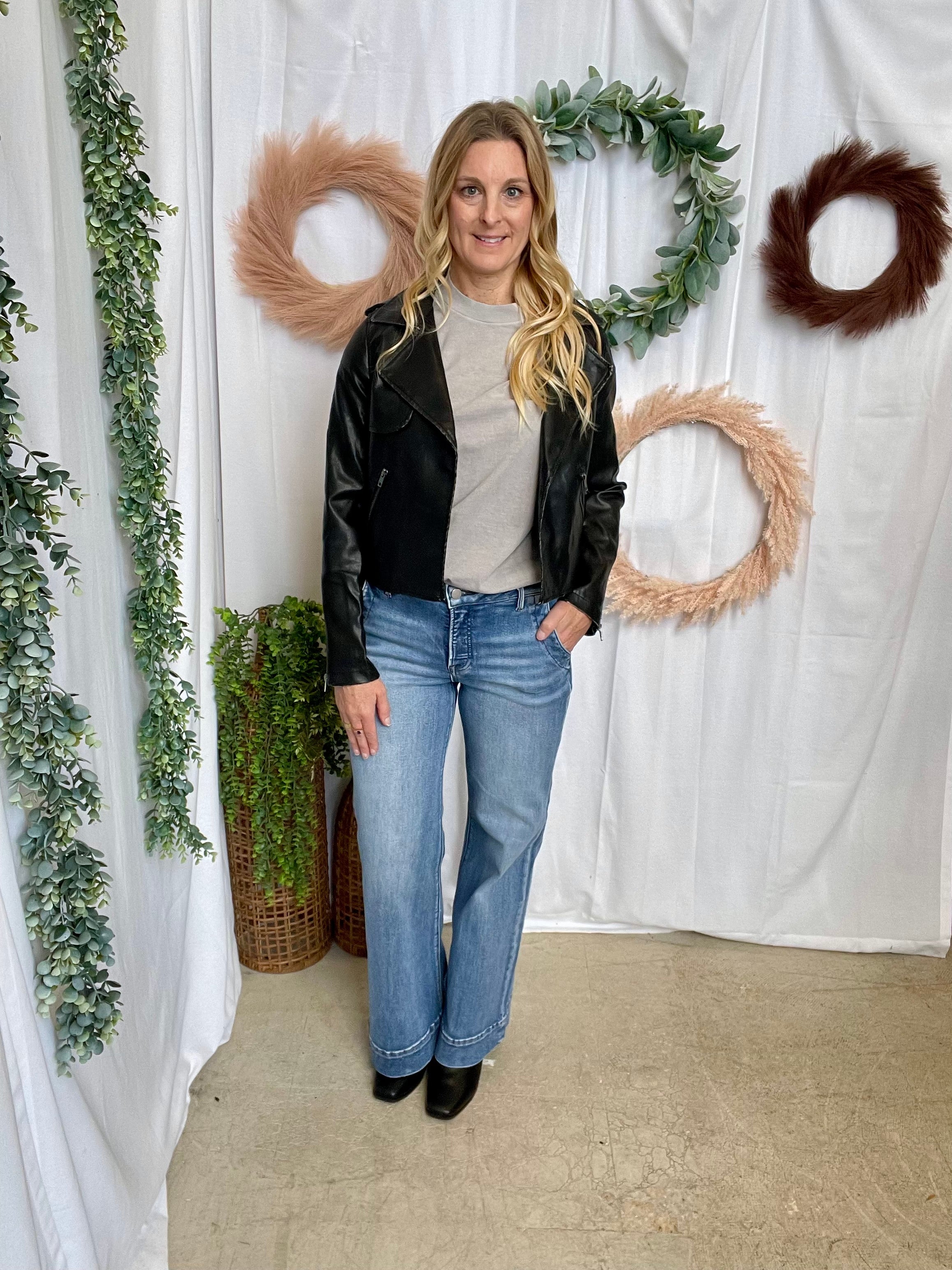 Skies Distressed Moto Jacket-Black-Coats & Jackets-skies are blue-The Silo Boutique, Women's Fashion Boutique Located in Warren and Grand Forks North Dakota