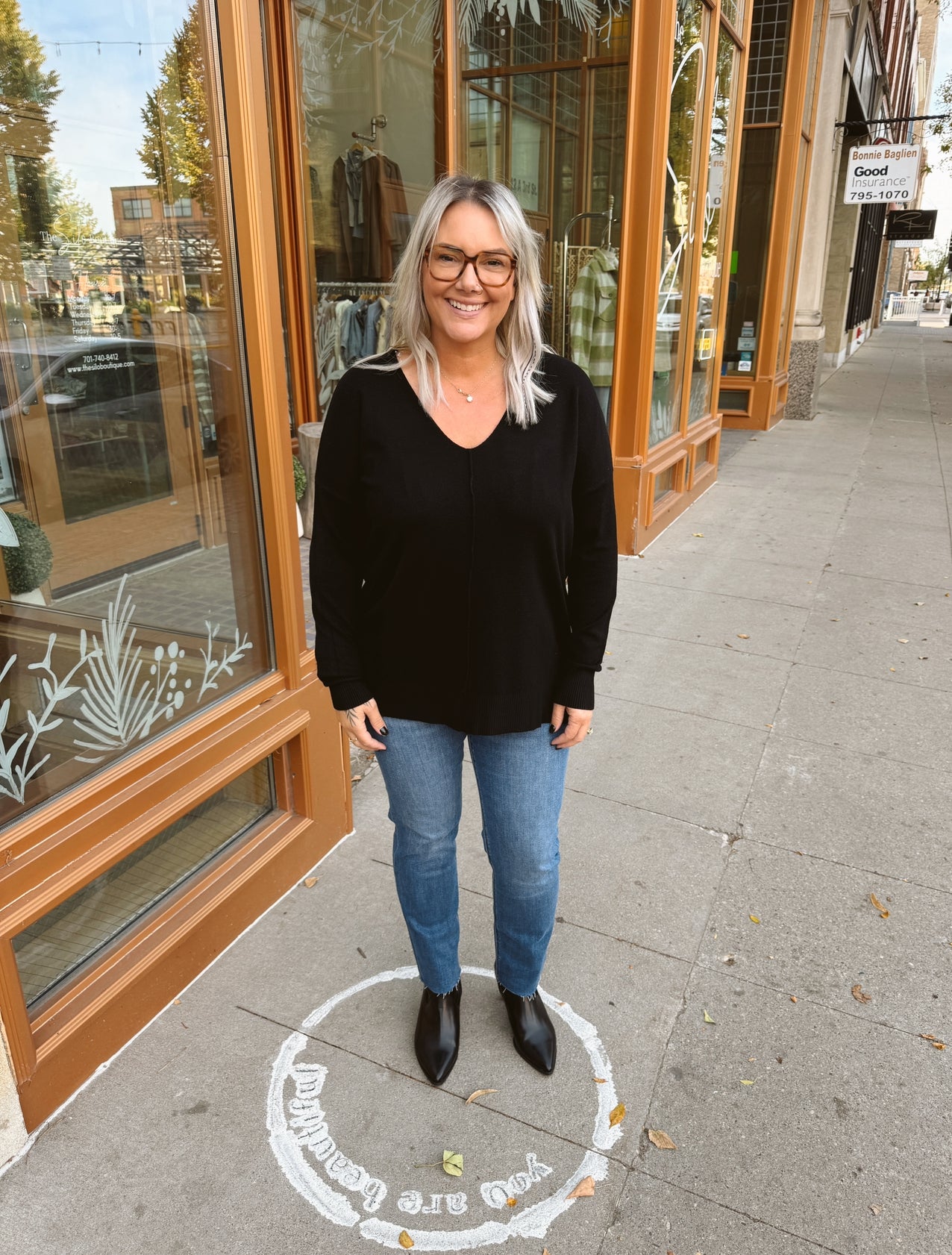 Black Front Seam V Neck Sweater-Sweaters-Zenana-The Silo Boutique, Women's Fashion Boutique Located in Warren and Grand Forks North Dakota