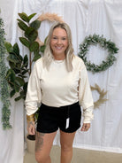 Maggie So Soft Crew Sweatshirt-Taupe-Sweatshirts-hyfve-The Silo Boutique, Women's Fashion Boutique Located in Warren and Grand Forks North Dakota