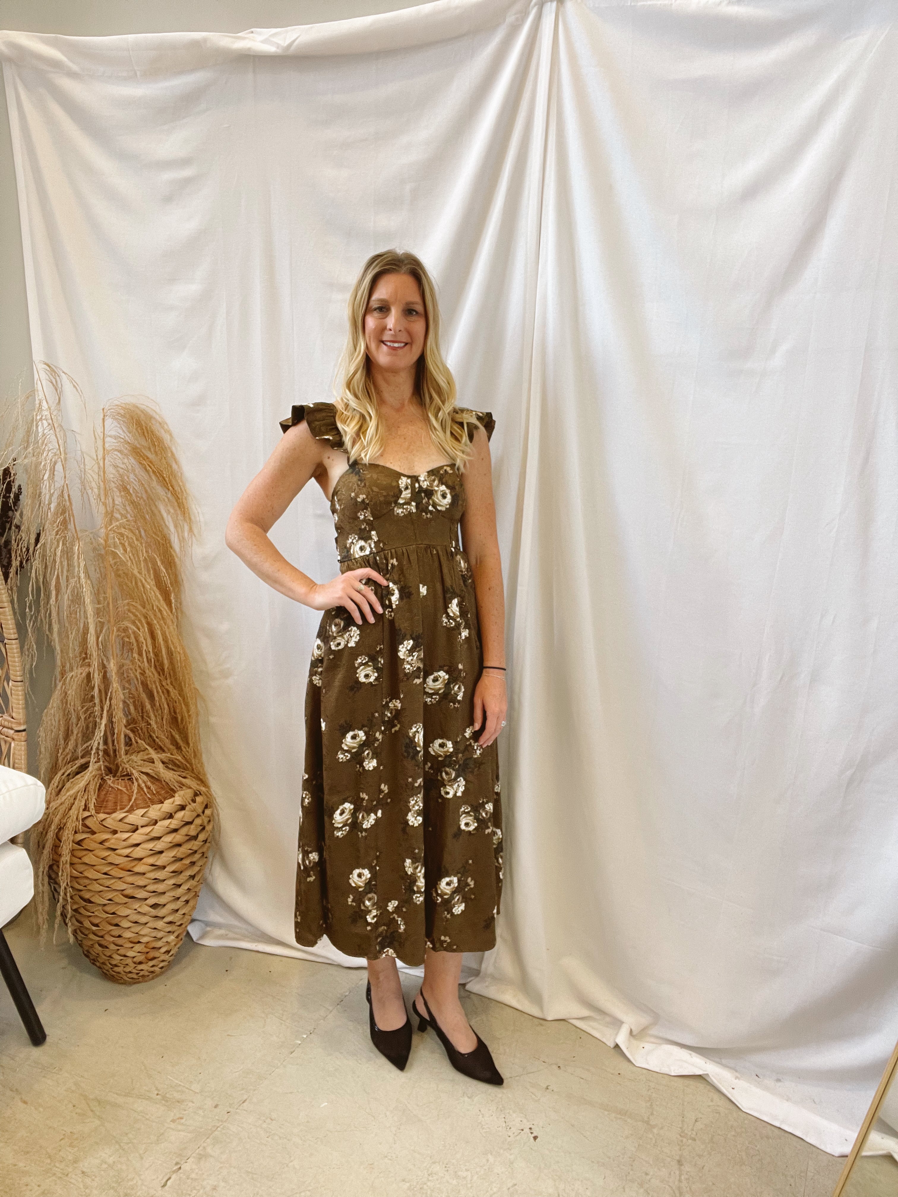 Floral Ruffle Detail Dress-Dresses-blu pepper-The Silo Boutique, Women's Fashion Boutique Located in Warren and Grand Forks North Dakota