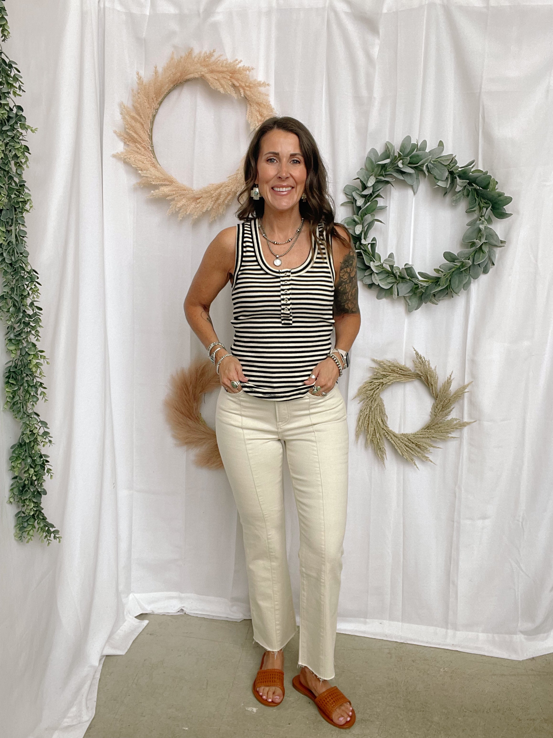 Janie Striped Tank Top-Black-Tank Tops-very j-The Silo Boutique, Women's Fashion Boutique Located in Warren and Grand Forks North Dakota