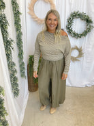 Dottie Striped Knit Top-Olive-Long Sleeve Tops-dottie-The Silo Boutique, Women's Fashion Boutique Located in Warren and Grand Forks North Dakota