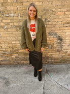 Chunky Knit Cable Knit Cardigan-Olive-Cardigans-bluivy-The Silo Boutique, Women's Fashion Boutique Located in Warren and Grand Forks North Dakota