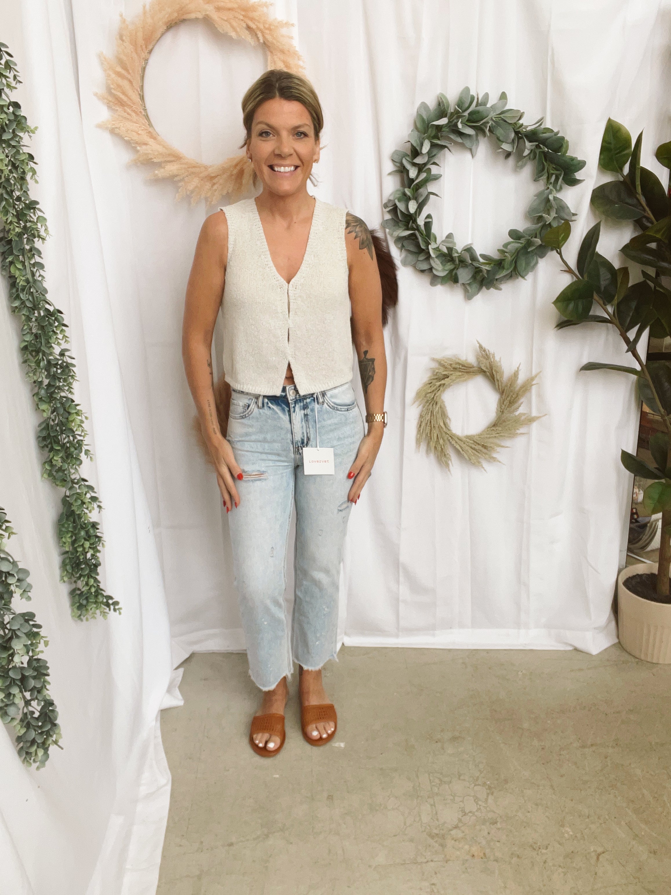 Miou Cream Hook and Eye Tank-Tank Tops-miou muse-The Silo Boutique, Women's Fashion Boutique Located in Warren and Grand Forks North Dakota