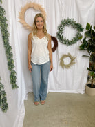 Mel V Neck Slub Tank Top-Ivory-Tank Tops-Zenana-The Silo Boutique, Women's Fashion Boutique Located in Warren and Grand Forks North Dakota