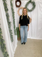 Livy Short Sleeve Collar Top-Black-Short Sleeve Tops-hyfve-The Silo Boutique, Women's Fashion Boutique Located in Warren and Grand Forks North Dakota