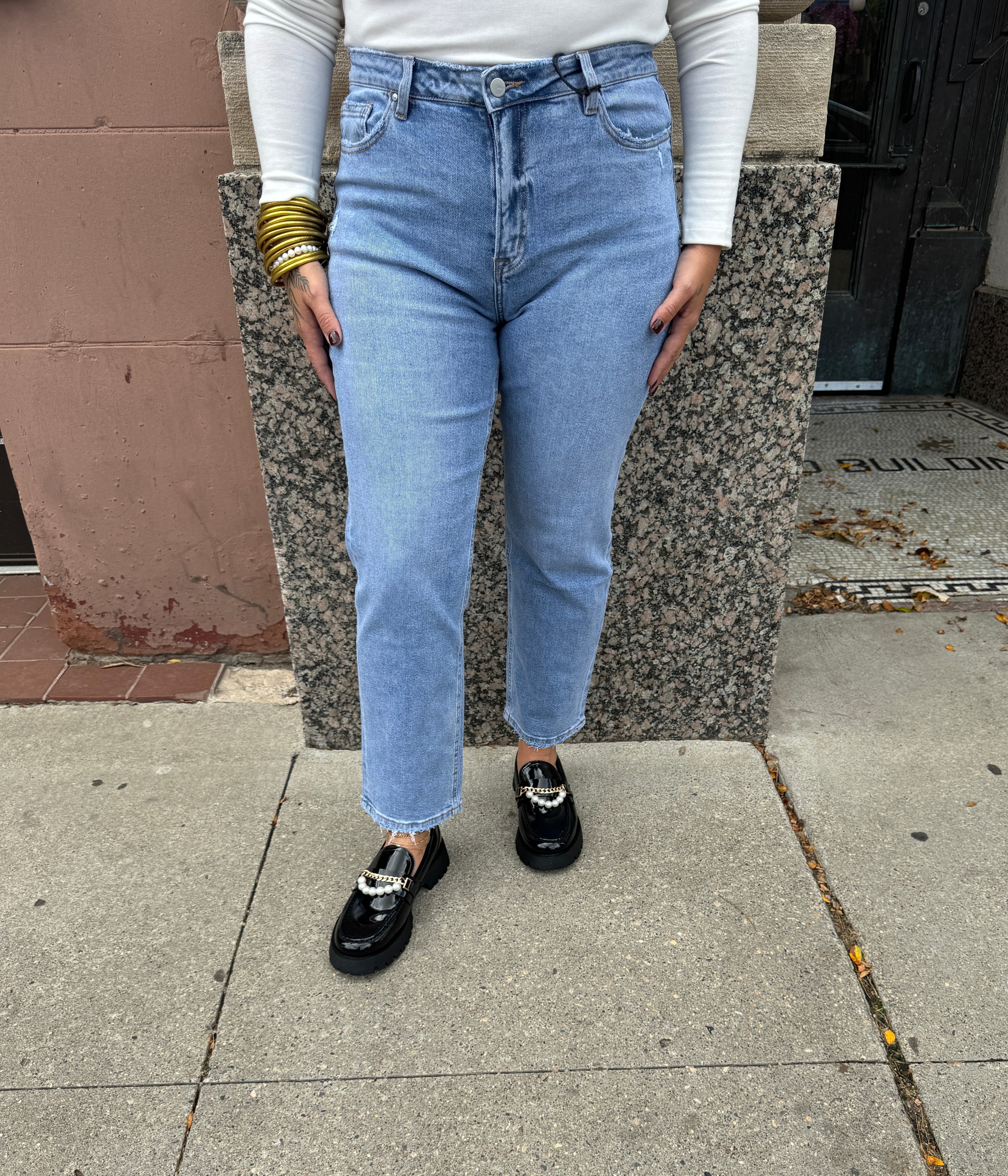 Mica Sky High Wedge Straight Leg Jeans-Jeans-mica-The Silo Boutique, Women's Fashion Boutique Located in Warren and Grand Forks North Dakota