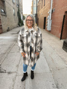 Almond Black Plaid Long Shacket-Shackets-mystree-The Silo Boutique, Women's Fashion Boutique Located in Warren and Grand Forks North Dakota