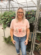 Holiday Spirits Peach Graphic Tee-Final Sale-Graphic Tees-refinery-The Silo Boutique, Women's Fashion Boutique Located in Warren and Grand Forks North Dakota