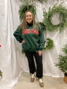 Green Merry & Christmas Sweatshirt-Final Sale-Sweatshirts-bucketlist-The Silo Boutique, Women's Fashion Boutique Located in Warren and Grand Forks North Dakota