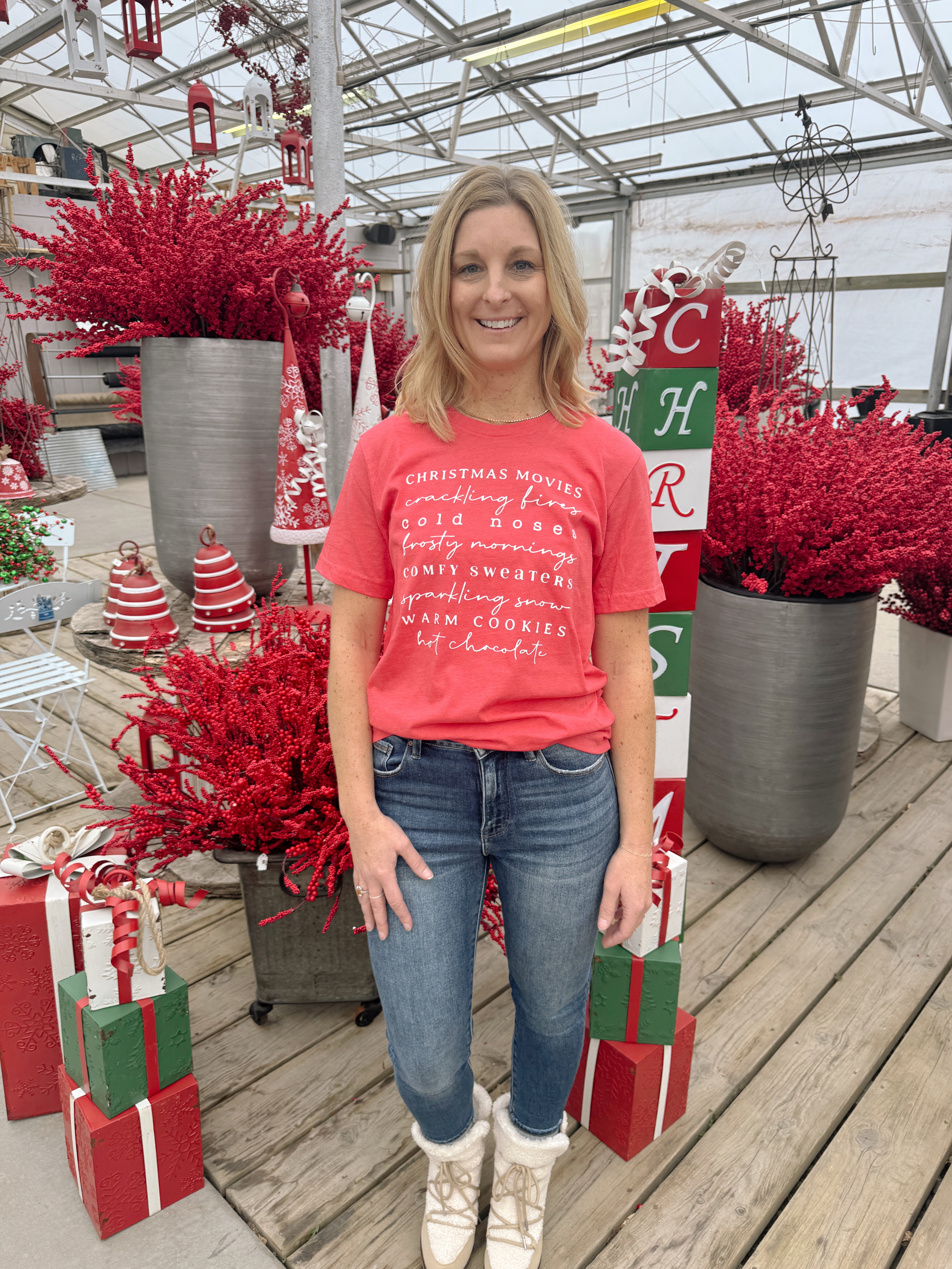 Red Winter Words Graphic Tee-Final Sale-Graphic Tees-Oat-The Silo Boutique, Women's Fashion Boutique Located in Warren and Grand Forks North Dakota