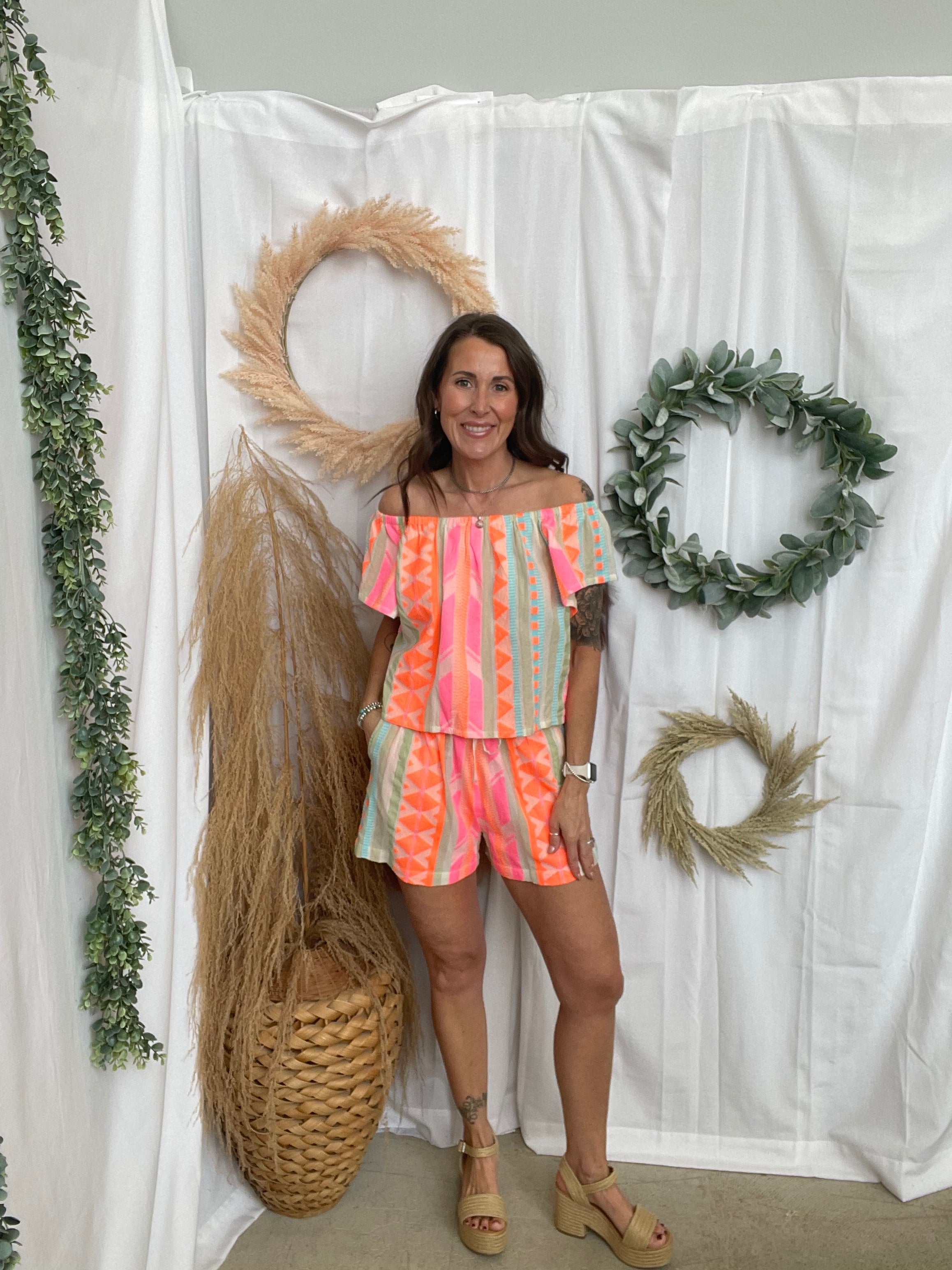 Elan Neon Aztec Shorts-Shorts-elan-The Silo Boutique, Women's Fashion Boutique Located in Warren and Grand Forks North Dakota