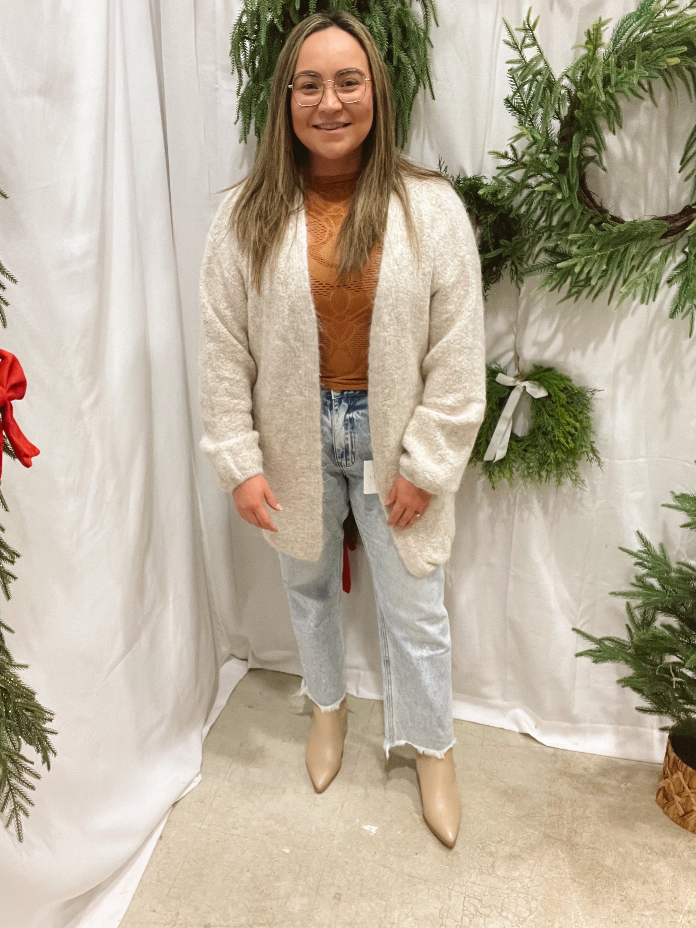 Oatmeal Brushed Sweater Cardigan-Cardigans-wishlist-The Silo Boutique, Women's Fashion Boutique Located in Warren and Grand Forks North Dakota