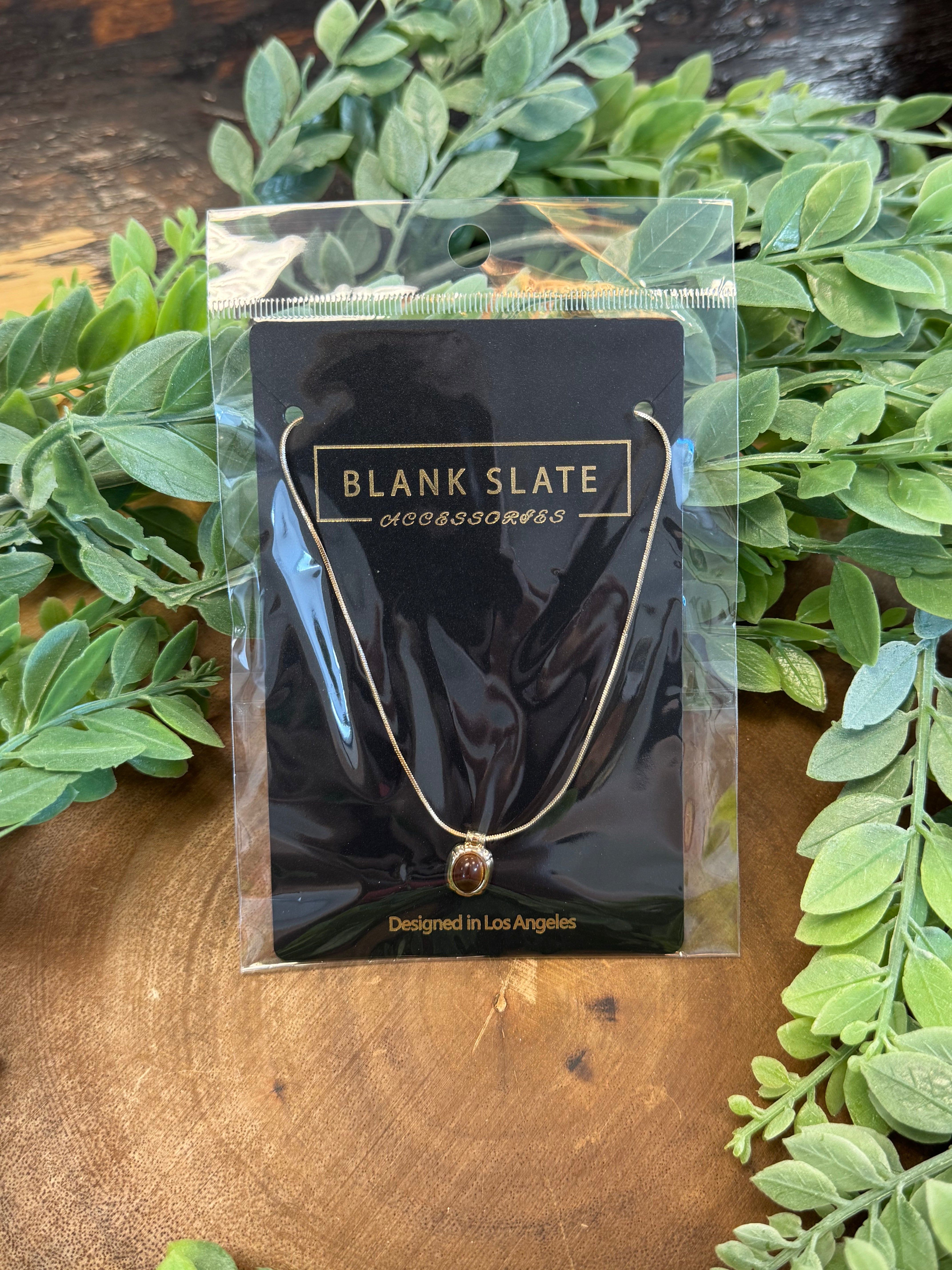 Brown Bezel Stone Necklace-Necklaces-fame-The Silo Boutique, Women's Fashion Boutique Located in Warren and Grand Forks North Dakota