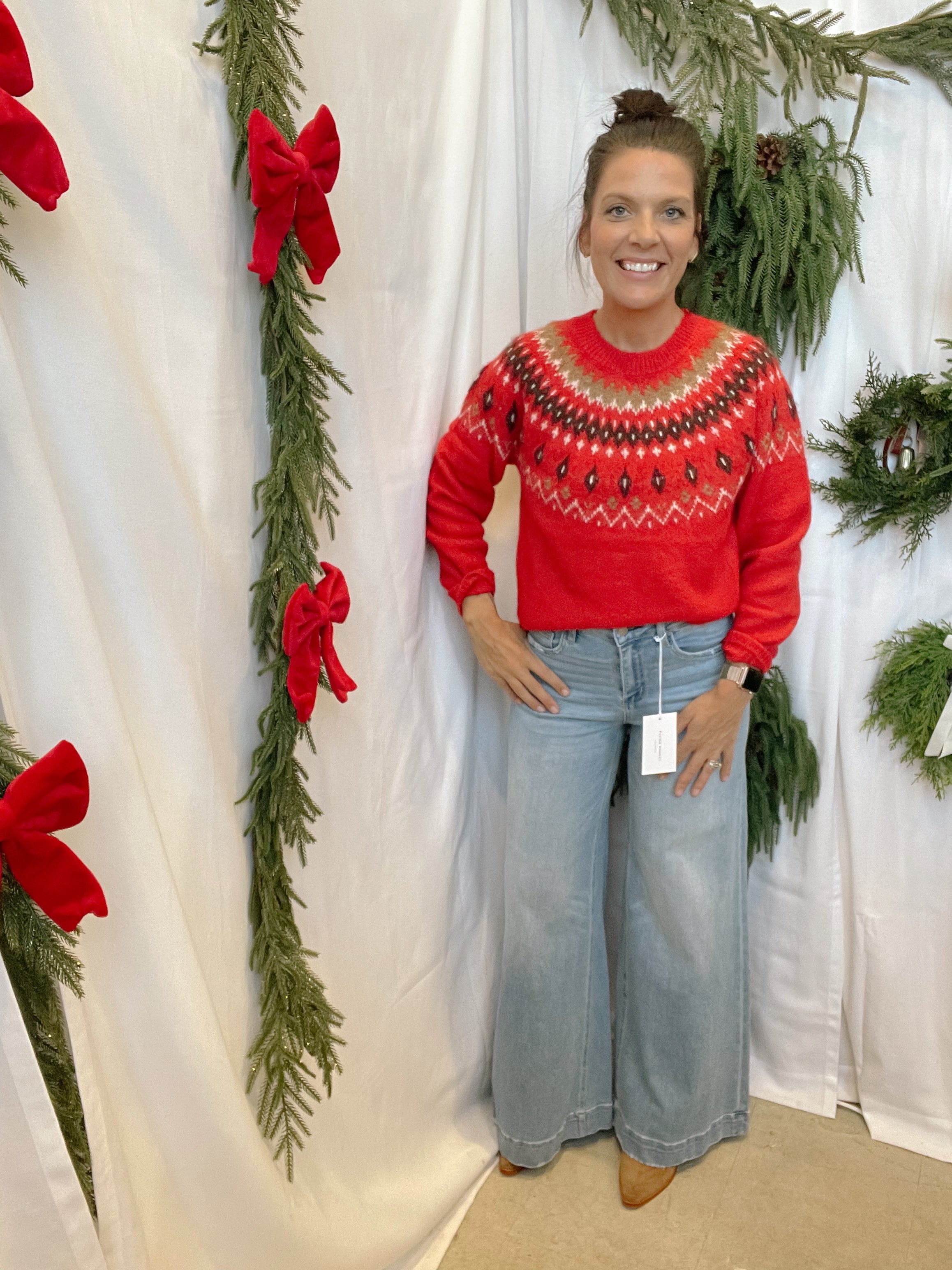 Shelly Red Isle Sweater-Sweaters-hyfve-The Silo Boutique, Women's Fashion Boutique Located in Warren and Grand Forks North Dakota