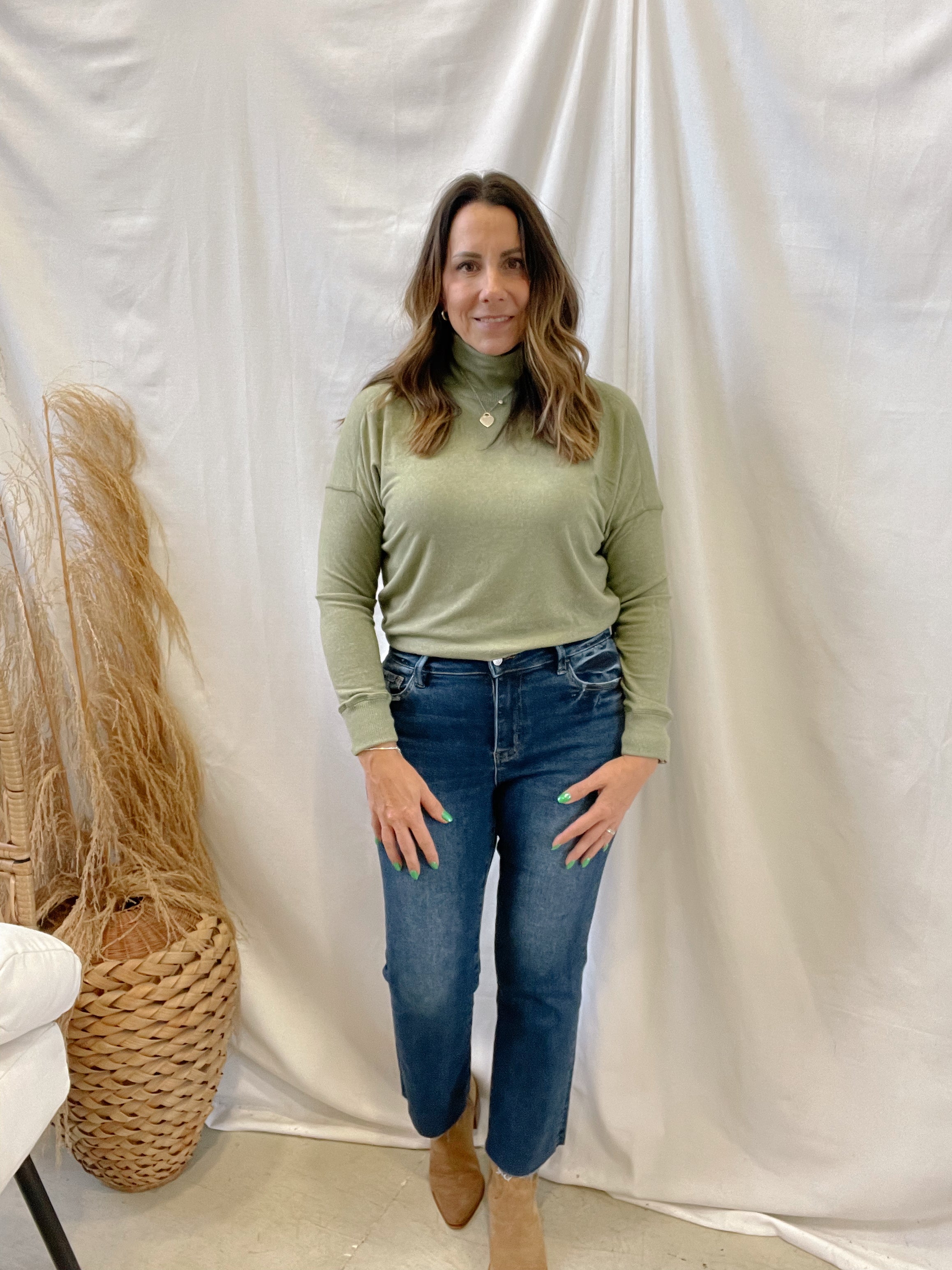 Cool Sage Turtleneck Sweater-Sweaters-be cool-The Silo Boutique, Women's Fashion Boutique Located in Warren and Grand Forks North Dakota
