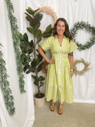 Lime Striped Maxi Zipper Dress-Dresses-entro-The Silo Boutique, Women's Fashion Boutique Located in Warren and Grand Forks North Dakota