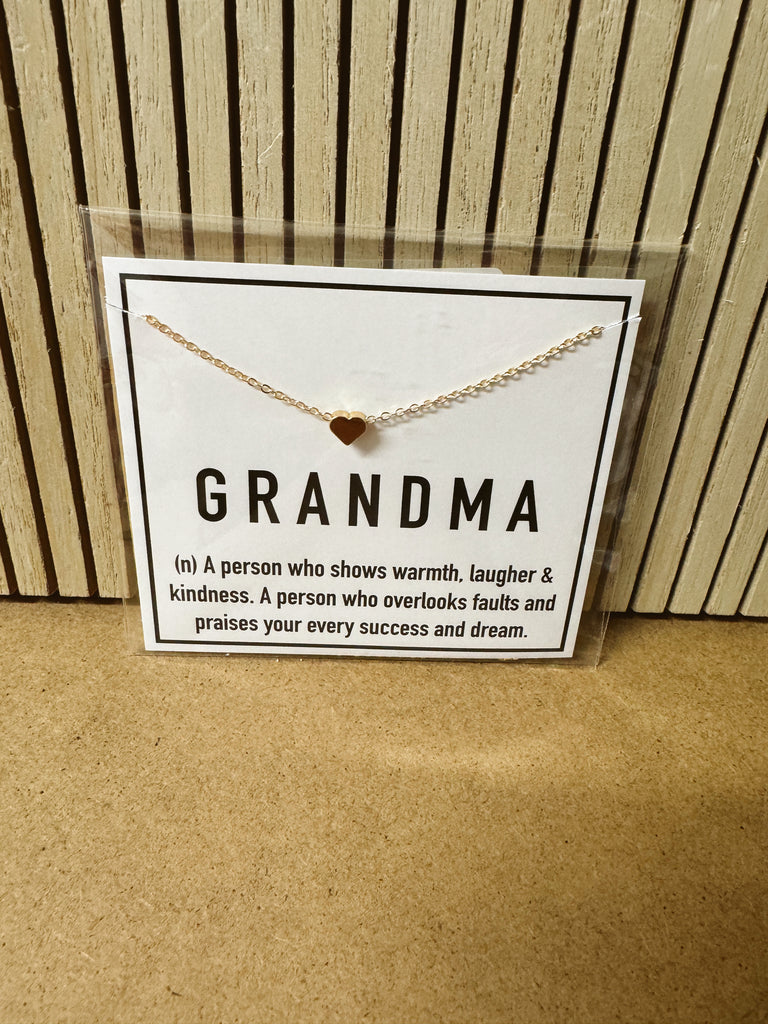 Gold Mini Heart Necklace on Grandma Card-Necklaces-faire-The Silo Boutique, Women's Fashion Boutique Located in Warren and Grand Forks North Dakota