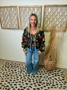 Floral Jacquard Cardigan-Green-Cardigans-skies are blue-The Silo Boutique, Women's Fashion Boutique Located in Warren and Grand Forks North Dakota