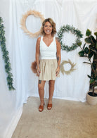 Elan Sand Combo Tank Dress-Dresses-elan-The Silo Boutique, Women's Fashion Boutique Located in Warren and Grand Forks North Dakota