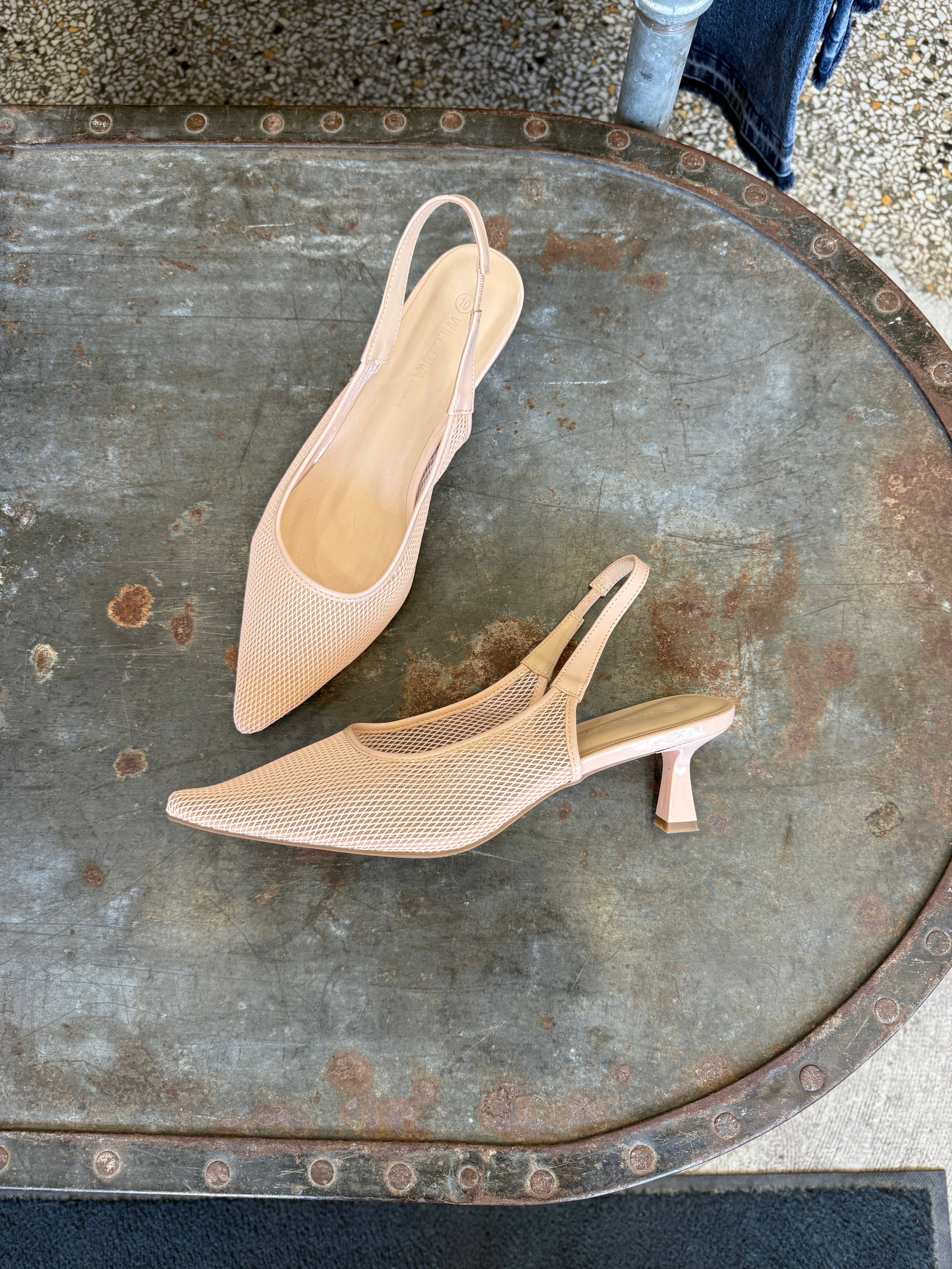 Nude Mesh Kitten Heel-Heels-ccocci-The Silo Boutique, Women's Fashion Boutique Located in Warren and Grand Forks North Dakota