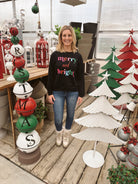 Merry + Bright Black Sweatshirt-Sweatshirts-panache-The Silo Boutique, Women's Fashion Boutique Located in Warren and Grand Forks North Dakota