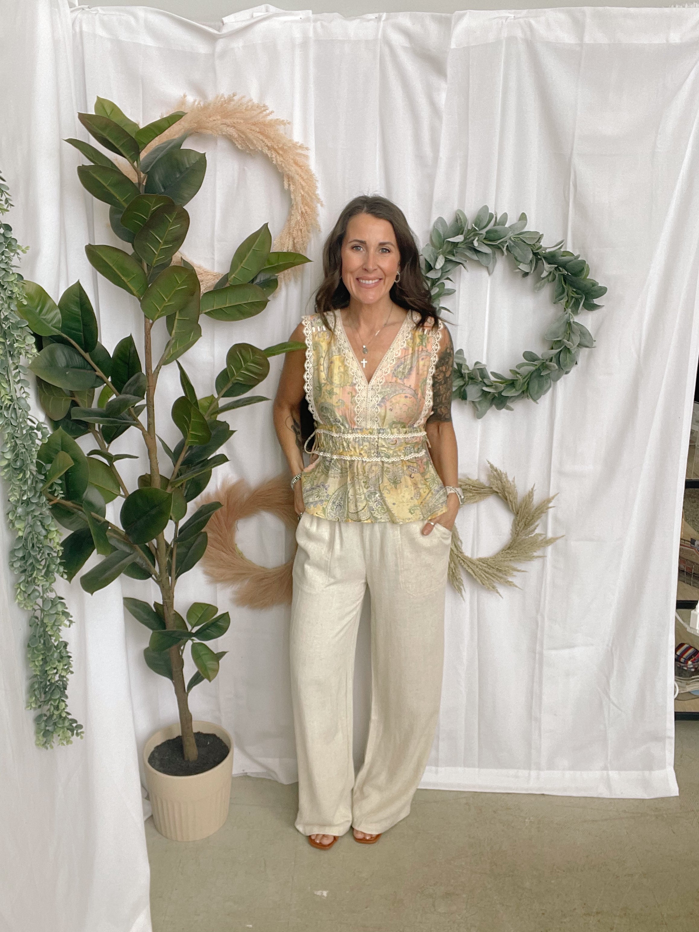 Be Cool Linen Drawstring Pants-Oatmeal-Pants-be cool-The Silo Boutique, Women's Fashion Boutique Located in Warren and Grand Forks North Dakota